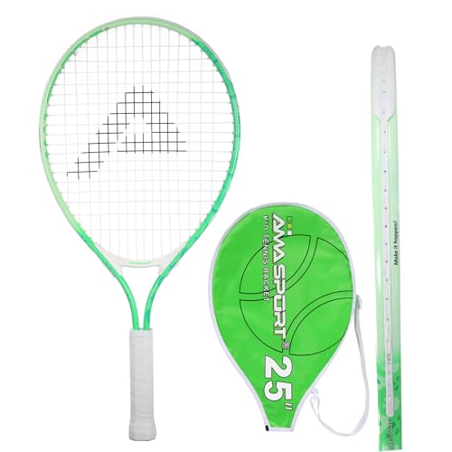 AMA SPORT Kids Tennis Racket for Junior Toddlers Starter Kit 17-25" Tennis Racquet for Girls and Boys with 420D Nylon Shoulder Strap Bag - color: Green, size: 25 inch