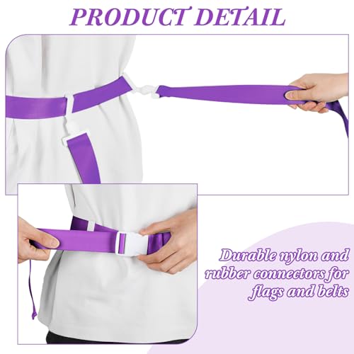 Peryiter 2/12/24/36 Player Flag Football Belt, Adjustable Football Belts and Flags for Kids Youth Adult Sport Team Training - color: Purple