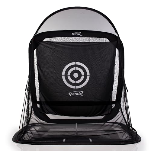 Spornia Spg-7 Golf Practice Net - Automatic Ball Return System w/Target Sheet, Two Side Barrier