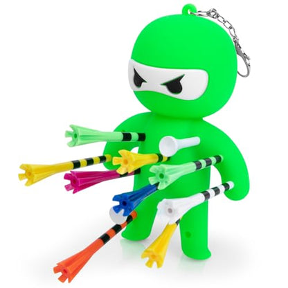 Golf Tee Holder, Ninja Portable Funny Golf Tees Holder Keychain Golf Gift Golf Accessories for Men & Women - color: Green