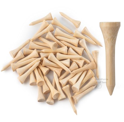 NorthPointe 1 ½” Short Golf Tees – Bamboo Short Tees Golf for Irons, Par 3 Tees, Hybrids, and Driving Range - Pack of 50 or 100 Bulk High Visibility Durable