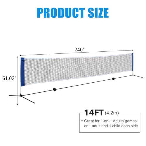 20" Portable Badminton Net with Carry Bag, Foldable Volleyball + Badminton Sets for Beach, Swimming Pool, Grassland, Backyard