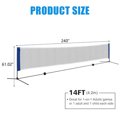20" Portable Badminton Net with Carry Bag, Foldable Volleyball + Badminton Sets for Beach, Swimming Pool, Grassland, Backyard