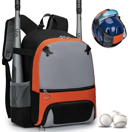 KAVIGOR 2026 Youth Baseball & Softball Bag | Ultra-Light Tball Backpack with Shoe Compartment & Helmet Holder | Skin-Soft Fabric - color: Space Black