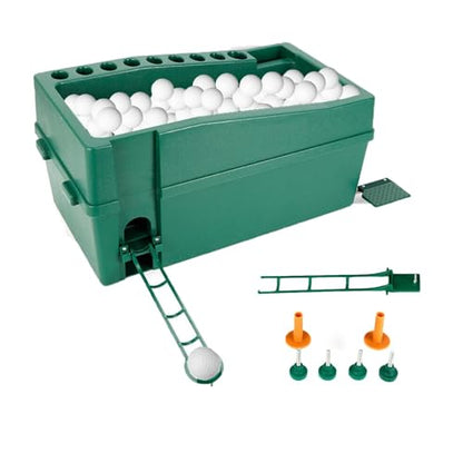 Automatic Golf Tee Machine 100 Balls for Indoor, Golf Ball Dispenser with Batting Stand, Auto Golf Batting Machine for Driving Ranges, Golf Ball Game, Sports Gaming Clubs