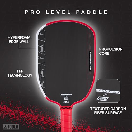 JOOLA Agassi PRO IV 16mm Pickleball Paddle w/Extended Sweet Spot - Carbon Fiber Surface Increases Spin & Control - SK Film for Power & Larger Sweet spot - UPA-A Certified - USAP Approved - NFC Chip - color: Single | 16mm Carbon | Agassi Pro