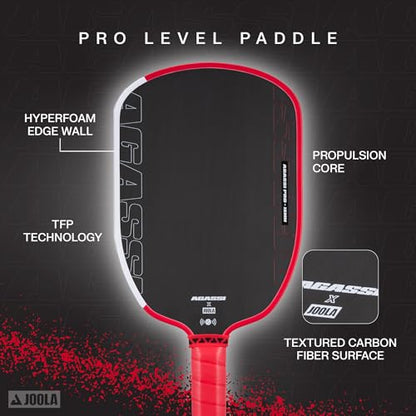 JOOLA Agassi PRO IV 16mm Pickleball Paddle w/Extended Sweet Spot - Carbon Fiber Surface Increases Spin & Control - SK Film for Power & Larger Sweet spot - UPA-A Certified - USAP Approved - NFC Chip - color: Single | 16mm Carbon | Agassi Pro