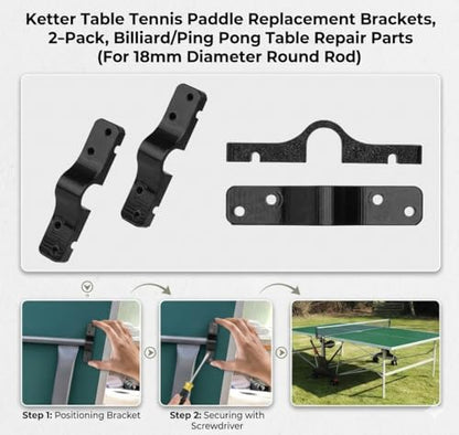 2 Pack Replacement Bracket Holder Compatible with Kettler Ping Pong Table – Fits 18mm Round Frame Poles – Heavy Duty Support Brackets for Table Tennis Frame Repair
