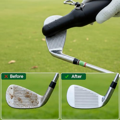 Golf Club Cleaner Kit with 360° Rotating Protective Cover, Strong Magnetic Golf Brush with Waffle Towel Set, Professional Golf Accessories for Men