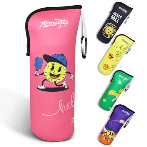 Pickleball Ball Holder - 1 Pc Pickle Ball Storage Bag, Portable Tennis Pouch with Hook for Fence, Premium Neoprene Material Bottle Holder, Pickleball Accessory Black Red Green Yellow Color - color: Red