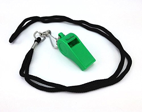 yueton Plastic Coach Whistles with Lanyard, Pack of 6 - color: Green