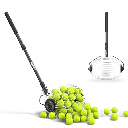 NEEWER Tennis Ball Pickleball Collector Roller, No Bending Over Quick Rolling Picker for Up to 40 Tennis Balls - style: TB01S w/Bag