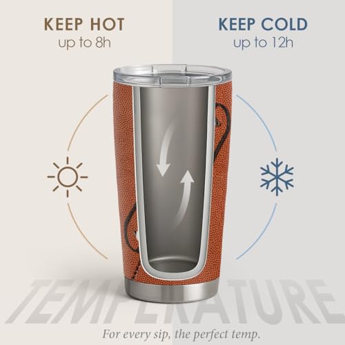SANDJEST Football Tumbler 20oz Stainless Steel Insulated, Travel Coffee Cup, Sport Tumblers Gifts for Football Lovers, Men Women, Coach, Birthday, Christmas - color: Football