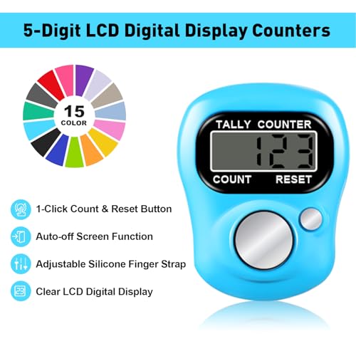 Electronic Finger Counter, Electronic Digital Display, Hand Tally Clicker Counter, Digital Handheld Tally Counter for Counting Numbers Knitting Coaching Golf Lap Fishing School Sports Event