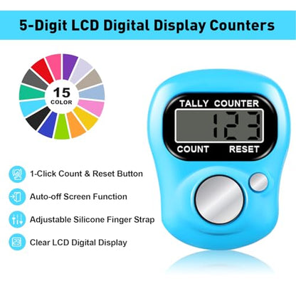 Electronic Finger Counter, Electronic Digital Display, Hand Tally Clicker Counter, Digital Handheld Tally Counter for Counting Numbers Knitting Coaching Golf Lap Fishing School Sports Event