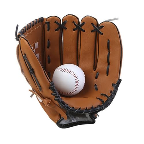 10.5/11.5/12.5 Inch Synthetic Leather Baseball Mitt - Left Hand Deep Pocket Design for Infield Practice, Beginner Softball Glove - color: Brown, size: Small