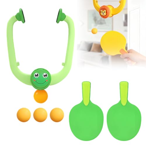 Door Plunking Game, 2026 New Hanging Table Tennis Trainer Portable Set, Adjustable Ping Pong Doorway Game for Kids with Racket and Balls - color: Green 3PCS