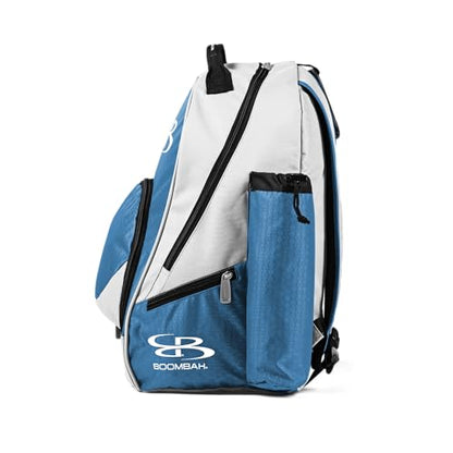 Boombah Tyro Baseball/Softball Bat Backpack - 20" x 15" x 10" - Holds 2 Bats up to Barrel Size of 2-5/8" - color: White/Columbia Blue