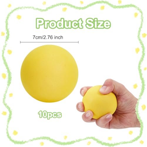 OLYCRAFT 10Pcs Foam Tennis Balls 2.8 Inch Yellow Soft Foam Tennis Balls Soft Lightweight Ball High-Density Practice Ball Pet Chewable Sphere for Tennis and Pickleball Practice