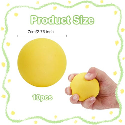 OLYCRAFT 10Pcs Foam Tennis Balls 2.8 Inch Yellow Soft Foam Tennis Balls Soft Lightweight Ball High-Density Practice Ball Pet Chewable Sphere for Tennis and Pickleball Practice
