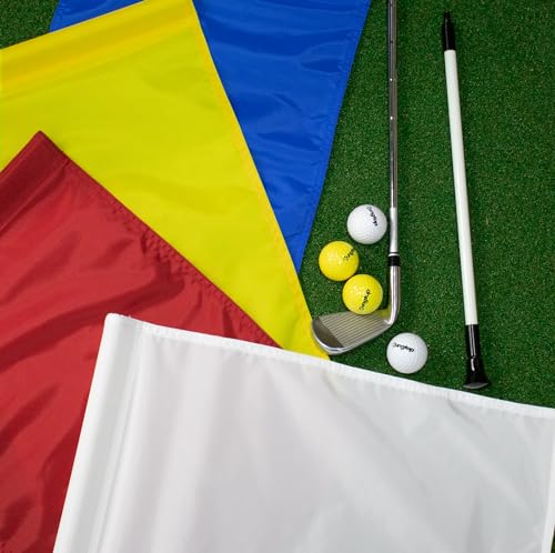 KINGTOP Standard Golf Flags with Tube Inserted, All 20" L x 14" H, Practice Putting Green Flag for Yard, Tournament Course, 420D Nylon PGA Regulation Chipping Pin Flag - color: 20x14 Inch- Blank Red- 3pk