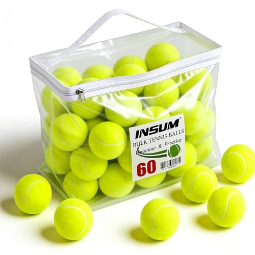 INSUM Bulk Tennis Balls for Beginner – 20/30/60/120 Pack High Elasticity Practice Tennis Balls with Mesh Bags, Portable for Pet Dog Outdoor Playing, Training, Fetching