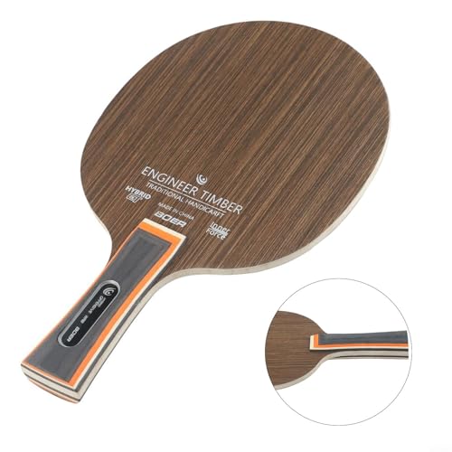Table Tennis Paddle Blade 5 Ply Ebony Long Handle for PING Pong Racket Bottom Plate Black Yellow