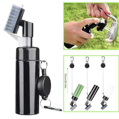 Golf Club Spray Water Cleaner, Golf Club Cleaning Brush Set,Golf Club Cleaner Brush with Retractable Clip and Squeeze Water Bottle Holds 5 Ounces of Water, Golf Gifts for Men Women - color: Black