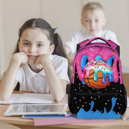 Backpack for Boys Kids - Basketball Sports Backpack Youth Player Drip Design Kids Toddler Schoolbag Large Capacity 17" for Kindergarten Elementary - color: Blue