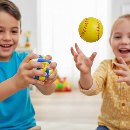 Fun Express 2 1/4" Realistic Volleyball, Softball and Tennis Stress Ball Assortment - 12 Pieces