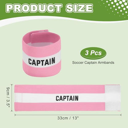 Soccer Captain Armbands, Adjustable Captain Bands Soccer Elastic Armband - color: Pink,White