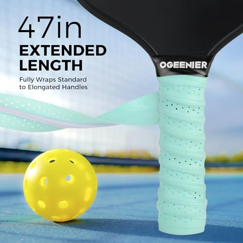 Pickleball Paddle Grips, Pack of 6, Non-Slip & Moisture Wicking Overgrip Tape for Pickleball Paddles - color: Light Blue + MintCream + White