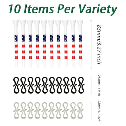 20Pcs Golf Tee Brim Clip for Hat with 10 Golf Tees, Golf Ball Marker Hat Clips, Golf Tee Holder Hat Clips