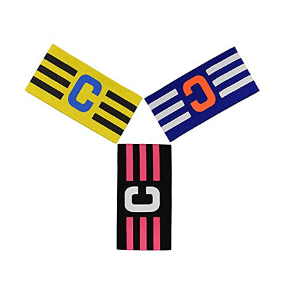 Senston Soccer Ball Captains Armbands for Adult and Youth 3Pcs - color: Black/Yellow/Blue