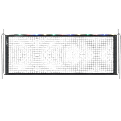 Aoneky 20ft LED Light Up Badminton Net, Glow in Dark Outdoor Sports Net with 4 Ropes, Portable for Backyard Beach Night Games