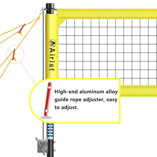 Heavy Duty Volleyball Net Outdoor with Steel Anti-Sag System, Adjustable Aluminum Poles, Professional Volleyball Nets Set for Backyard and Beach, Volleyball and Carrying Bag - color: Yellow
