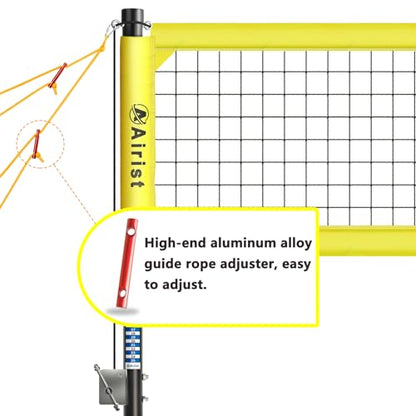 Heavy Duty Volleyball Net Outdoor with Steel Anti-Sag System, Adjustable Aluminum Poles, Professional Volleyball Nets Set for Backyard and Beach, Volleyball and Carrying Bag - color: Yellow