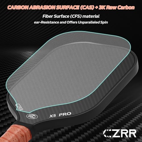 Pickleball Paddle, USA Pickleball Approved, 3K Raw Carbon Fiber Surface (CFS) High Grit & Spin, with 16MM Polypropylene Honeycomb Core, Ideal for Novice and Professional Players - style: 16MM