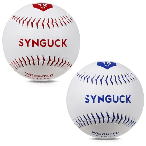 SYNGUCK Weighted Baseballs Set of 2/4/6 - Training Baseballs to Increase Pitching Speed, Arm Strength & Accuracy for Baseball Players, Coaches & Athletes - style: 2 Pack(10/12oz)