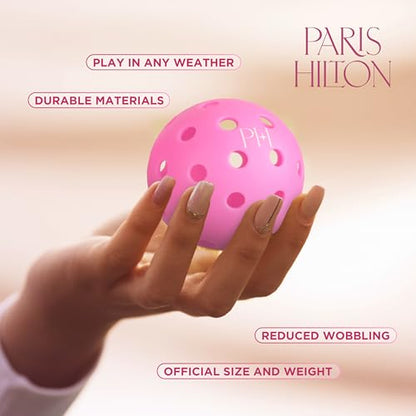 Paris Hilton - Performance Pickleballs 40-Hole, 6 Pack Durable Outdoor Balls, Precision Flight Design for Consistent Bounce and Long-Lasting Play