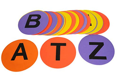 GSi Spot Markers – Non-Slip Non-Toxic Poly Spots – Floor Markers for PE, Sports & Classroom Activities - size: 5.⁠ ⁠Alphabet