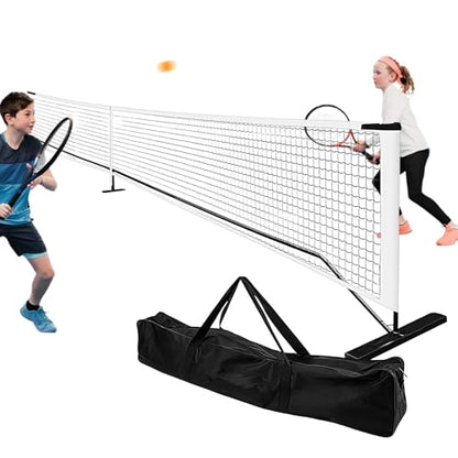 Tennis Net, Soccer Barrier, Practice Net, Compact Detachable Mesh, Portable 9.5kg Structure with Carry Bag 22ft Setup for Driveway Training, Family Backyard Indoor Matches - color: White