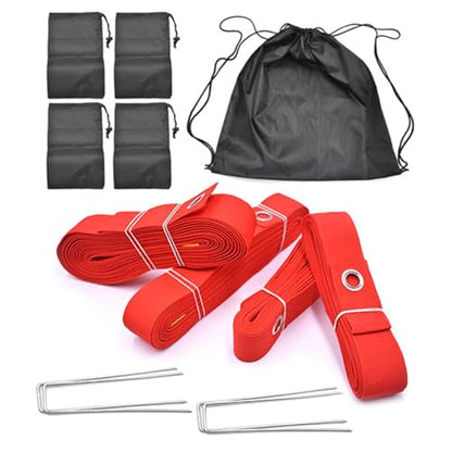Boundary Lines Kit for Beach Volleyball 52.5 Ft and 26.2 Ft with Sand Bags - color: Red