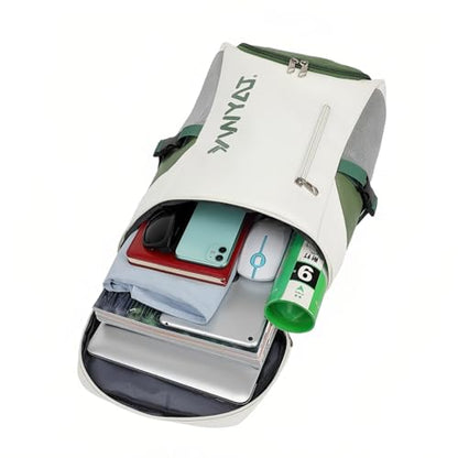 Badminton Tennis Backpack with Shoe Compartment,Racket Holder, Large Capacity Sports Bag for Tennis, Badminton, Pickleball, Squash - color: White&Green