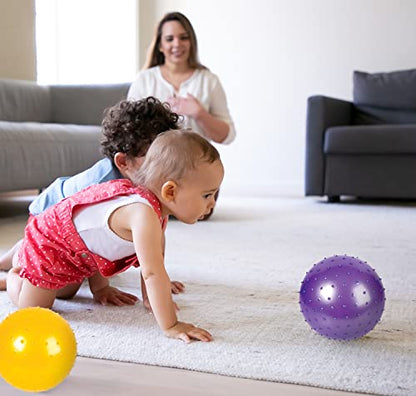 Bedwina Knobby Balls - Bulk 7 Inch Sensory and Spiky Massage Stress Balls for Toddlers, with Pump, Fun & Bouncy for Toddler, Kids Party Favors, Stocking Stuffers - style: 6-Pcs