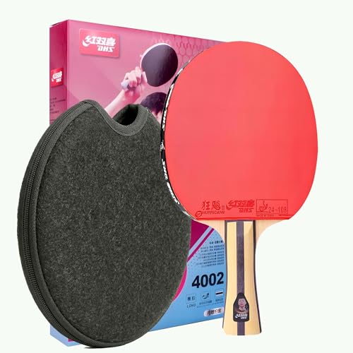 DHS Ping Pong Paddles with Fabric Paddle Cover Case，Sticky Rubber for Max Spin, 7-Ply Wood Table Tennis Racket, Tournament Ready