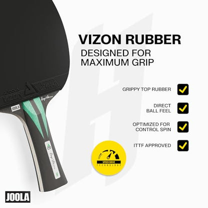 JOOLA Hugo Calderano Carbon Pro Table Tennis Racket Set – Includes Competition-Level Racket with ITTF-Approved Micron Rubbers and Carbon Fiber Blade, 3-Star Tournament Balls & Protective Carry Case