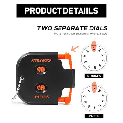 Golf Stroke Counter, Golf Score Keeper Clicker Counter, Disc Golf Accessories, Hand Counter Clicker with Chain, Putting Score Counter, Golf Game Scorekeeper, Scoring Keeper Golf Accessories (C)
