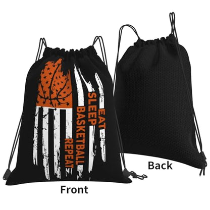 Eat Sleep Basketball Repeat Unisex Drawstring Backpack Bag Sport Gym Travel Swim Sackpack - color: Eat Sleep Basketball Repeat1