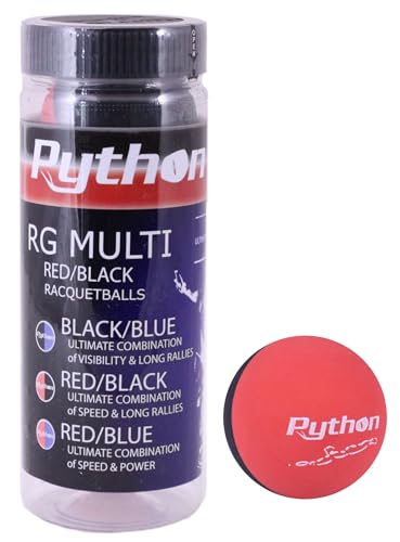 Python 3 Ball Can RG Multi Colored Racquetballs (Endorsed by Racquetball Legend Ruben Gonzalez!) (Red/Blue, Red/Black, Black/Bue Colors Available) - color: Black/Red, size: 1-Pack